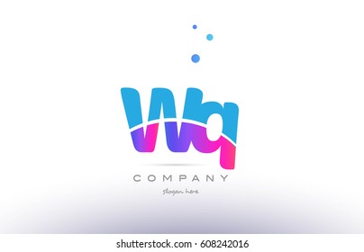 wq w q  pink purple blue white uppercase lowercase modern creative alphabet gradient company letter logo design vector icon template