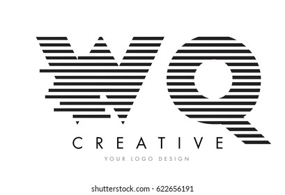 WQ W Q Zebra Letter Logo Design with Black and White Stripes Vector