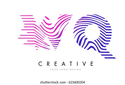 WQ W Q Zebra Letter Logo Design with Black and White Stripes Vector