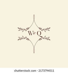 WQ wedding initial logo letters in high quality professional design that will print well across any print media