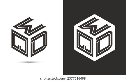 WQD Buchstaben Logo Design mit Illustrator Würfel Logo, Vektorlogo moderne Schrift Schriftart überlappen Stil. Premium Business Logo Symbol. Weiße Farbe auf schwarzem Hintergrund