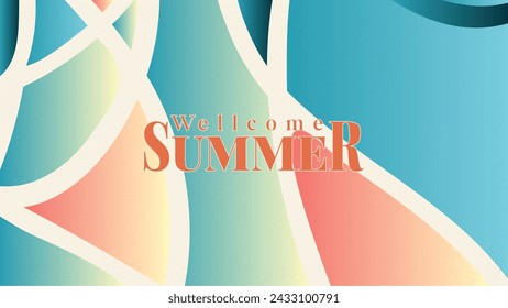 wqellcome summer fluid wave template. abstract vintage gradient.  blank area for copy space. vector illustration template