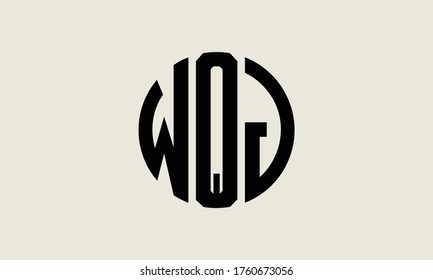 WQJ Circle Emblem Abstract Monogram Letter Mark Vector Logo Template