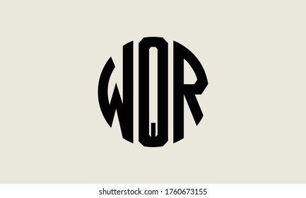 Plantilla de logotipo de marca vectorial de la letra monográfica de WQR Circle Emblem Resumen