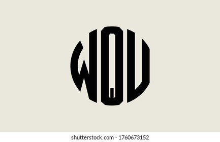 WQU Circle Emblem Abstract Monogram Letter Mark Vector Logo Template