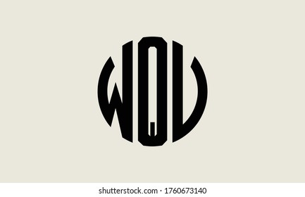 WQV Circle Emblem Abstract Monogram Letter Mark Vector Logo Template