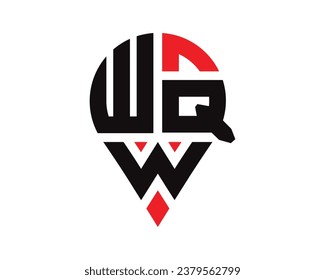 Diseño del logotipo de la ubicación de la letra WQW. Diseño sencillo del logotipo de ubicación de la carta WQW.