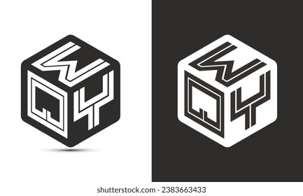 Diseño del logotipo de letras WQY con el logotipo del cubo ilustrador, logotipo vectorial estilo moderno de superposición de tipos de letra del alfabeto. Icono del logotipo de Premium Business. Color blanco sobre fondo negro