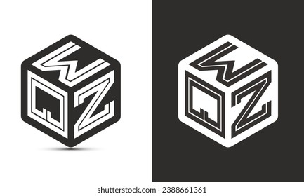 WQZ letter logo design with illustrator cube logo, vector logo modern alphabet font overlap style. Premium Business logo icon. White color on black background