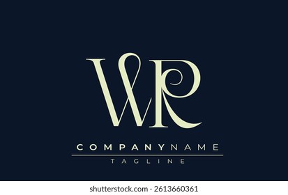 WR abstract Logo. Elegantly Designed Minimalist Monogram Logo with Stylish Lettering. Sophisticated and sleek minimalist monogram showcasing unique lettering design.