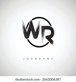 WR Brush Stroke Logo – Símbolo Artístico Moderno con Textura de Tinta para Branding Creativo y Diseño de Identidad Visual