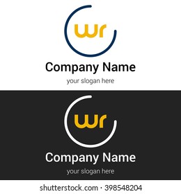 WR business logo icon design template elements. Vector color sign.
