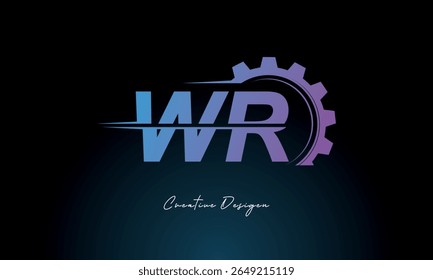 WR Gear Fusion Logo – Industrial Tech-Inspired Letter mark Futuristic Industrial Letter Mark Design for Technology and Engineering Brands.