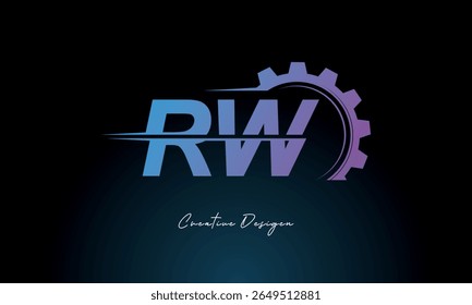 WR Gear Fusion Logo – Industrial Tech-Inspired Letter mark Futuristic Industrial Letter Mark Design for Technology and Engineering Brands.