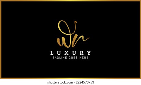 WR handwritten golden logo for identity, Creative gold handwriting initial signature concept design, w and r initials typography monogram icon for any business or company.