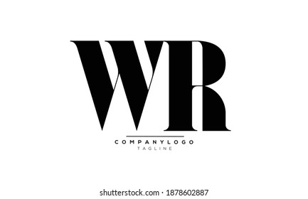 Icono de WR diseño de alfabeto de texto con letra monográfica