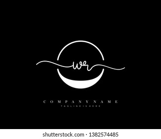 WR initial handwriting logo template vector