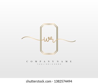 WR initial handwriting logo template vector