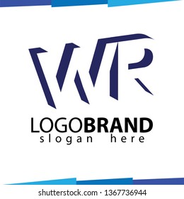 WR Initial Letter logo in negative space vector template