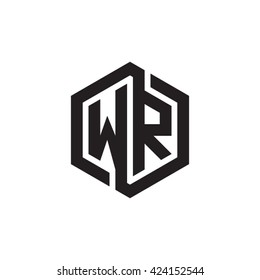 WR initial letters looping linked hexagon monogram logo