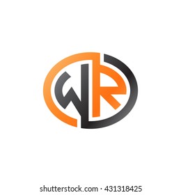 WR initial letters looping linked ellipse logo orange black