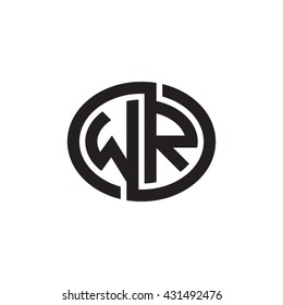 WR initial letters looping linked ellipse monogram logo