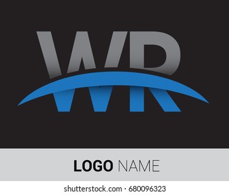 WR initial logo company name colored grey and blue swoosh design.