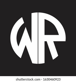 WR Initial Logo design Monogram Isolated on black and white