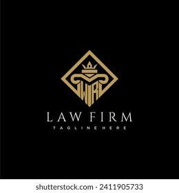 WR initial monogram logo for lawfirm with pillar in creative square design