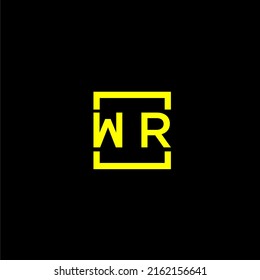 WR initial monogram logo with square style design