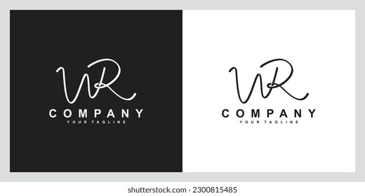 WR initial signature logo. Handwriting logo template vector WR