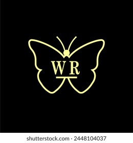 WR Initials Ilustración vectorial de logotipo de mariposa de lujo