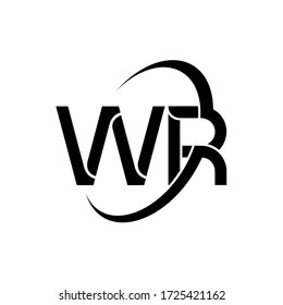 WR Letter Logo Design. Initial letters WR logo icon. Abstract letter WR W R minimal logo design template. W R Letter Design Vector with black Colors. wr logo