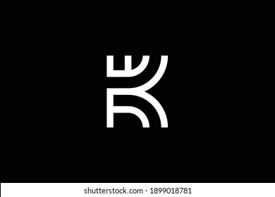 WR letter logo design on luxury background. RW monogram initials letter logo concept. RW icon design. WR elegant and Professional white color letter icon on black background.