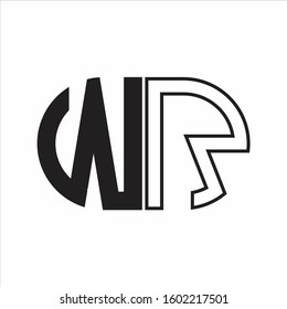 WR Letter logo monogram with oval shape negative space design template white background