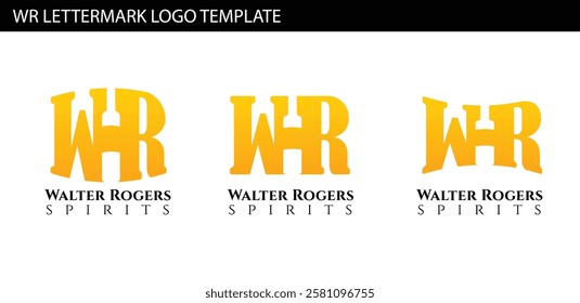 WR letter mark template with wine bottle shape