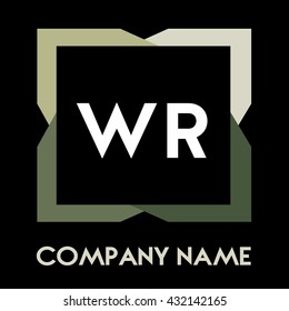 WR letters business logo creative  icon design template elements in abstract background logo, design identity in square with four colors, modern alphabet letters