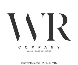 WR logo design. Initial letter w and r serif font style. Creative classic company name typography. Trendy logotype or identity. Vector illustration.