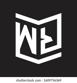 WR Logo Emblem Monogram With Shield Style Design Template Isolated On Black Background