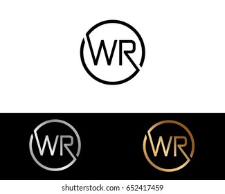 Wr Logo. Letter Design Vector with Red and Black Gold Silver Colors


