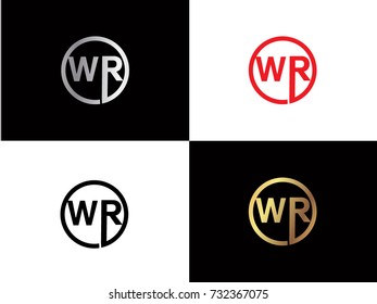 wr Logo. Letter Design Vector with Red and Black Gold Silver Colors


