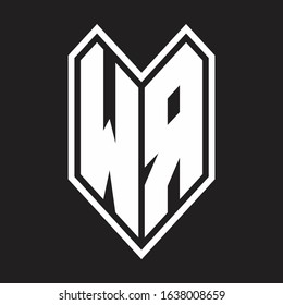 WR Logo monogram with emblem line style isolated on black background