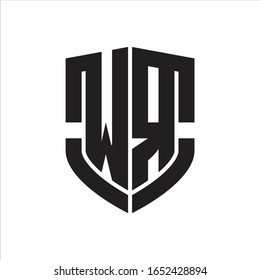 WR Logo monogram with emblem shield shape design isolated on white background