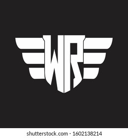 WR Logo monogram with emblem and wings element design template