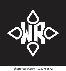WR Logo monogram with four cone rounded by the shape design template