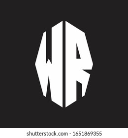 WR Logo monogram with octagonal ribbon style design template