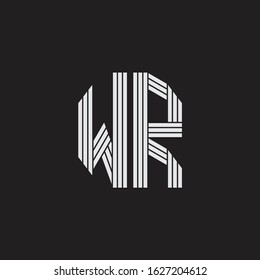 WR Logo monogram with outline style linked isolated on black background