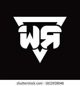 WR Logo monogram with triangle shape rounded design template on black background