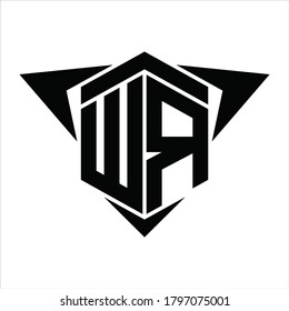 WR Logo monogram with wings arrow around design template on white background