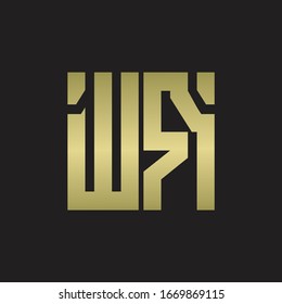 Logotipo WR con una plantilla de diseño de forma sencilla con colores dorados